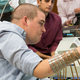 Burkhart testing the device. Image: Ohio State University/ Batelle